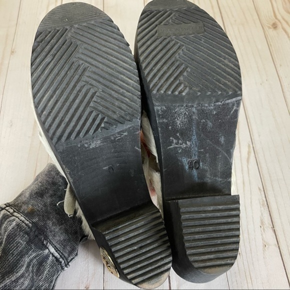 Dala Clogs Sweden cow print pony fur platform Sandal Size 40 - Picture 7 of 7